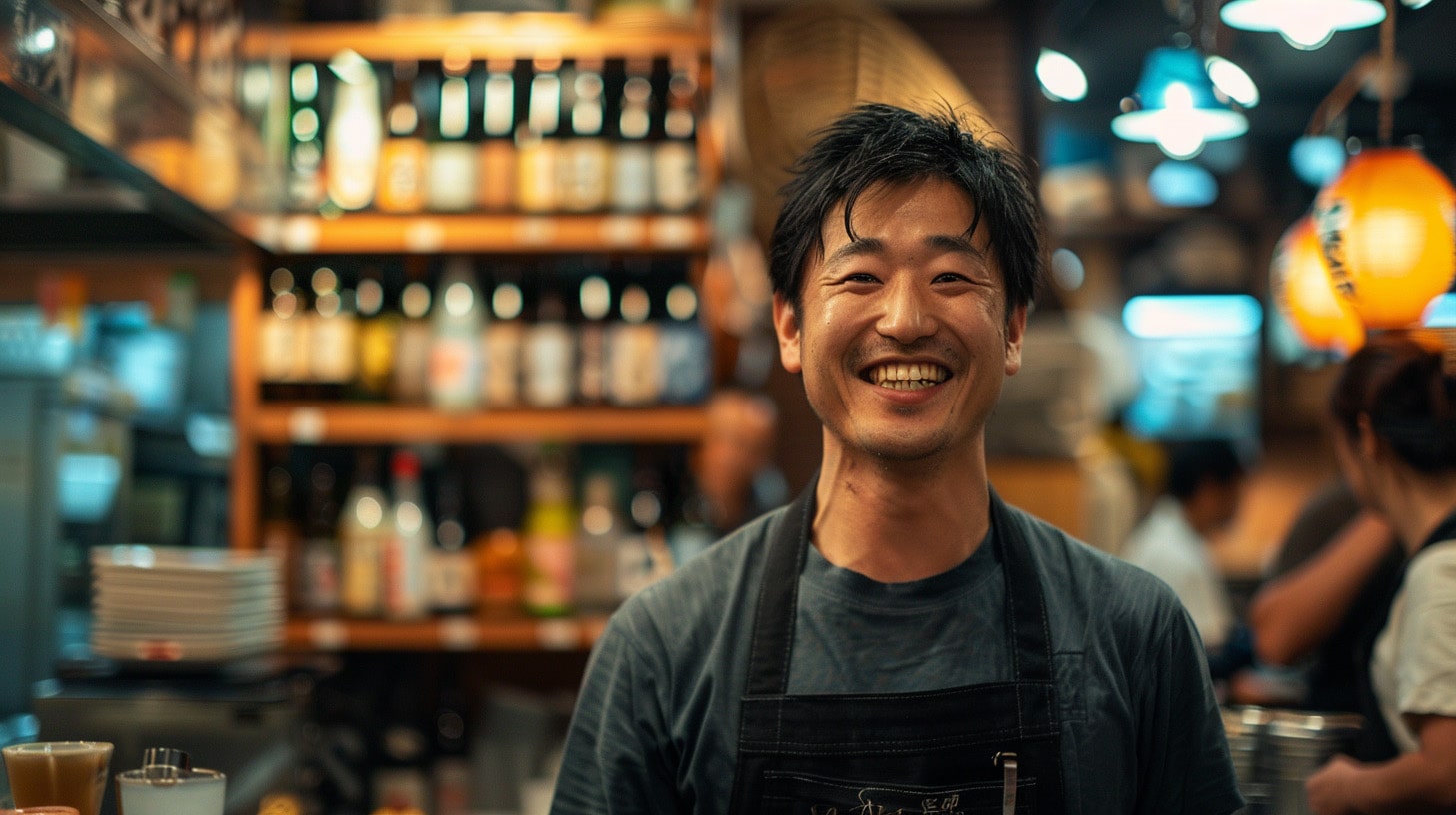 笑顔の居酒屋店主