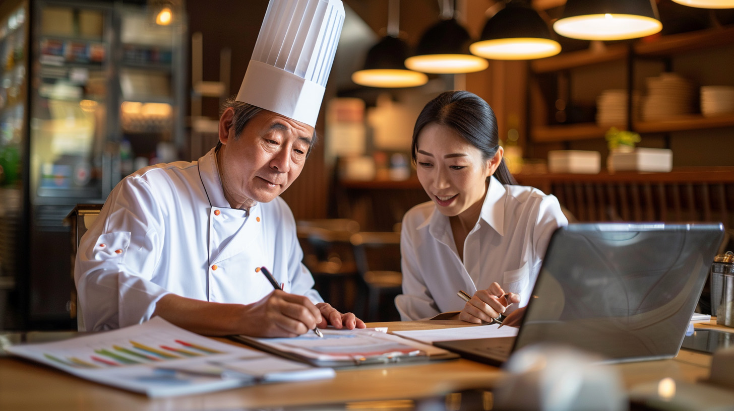 原価計算をする料理人