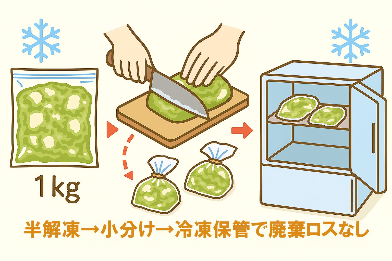 つぶ貝の小分け保存イメージ
